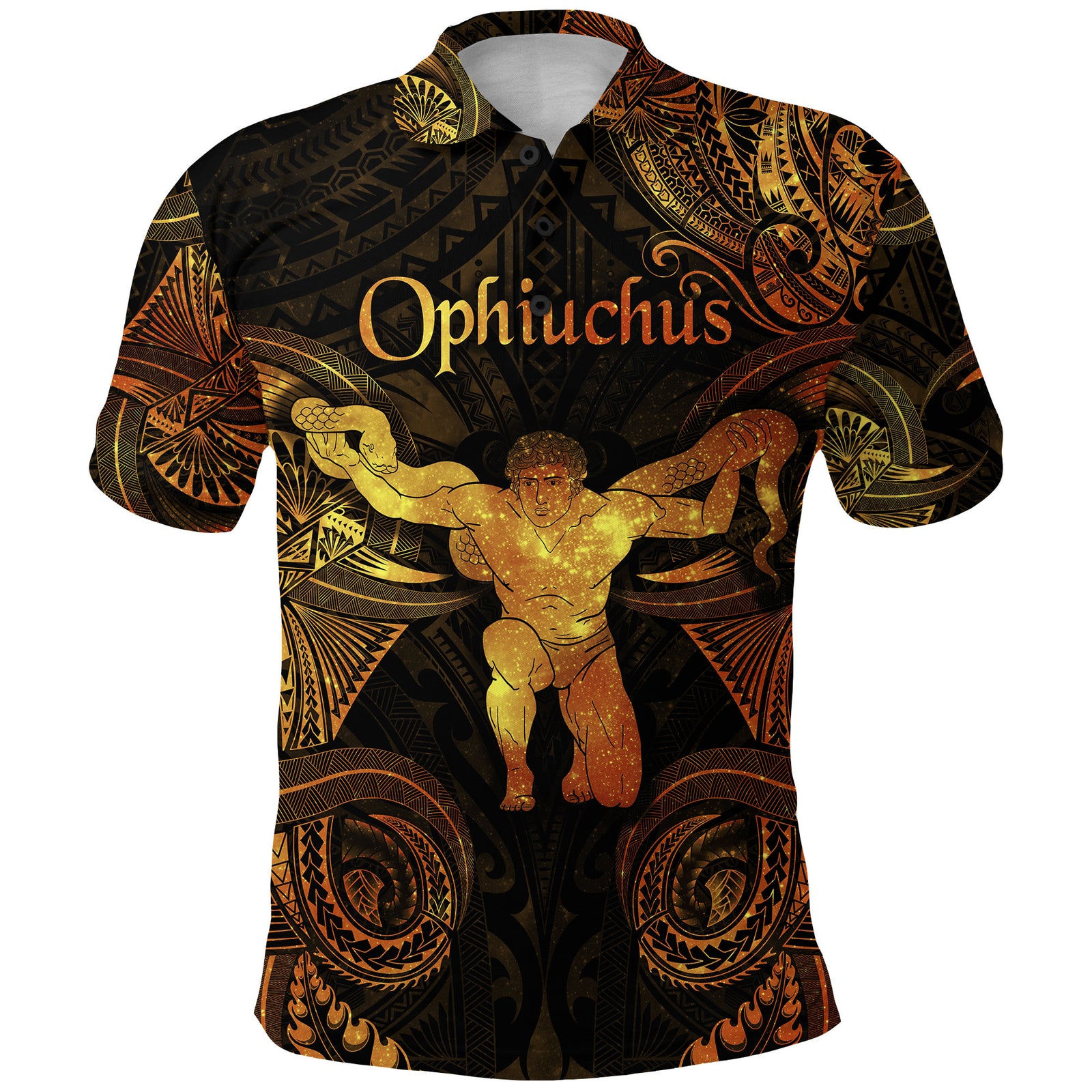 Ophiuchus Zodiac Polynesian Polo Shirt Unique Style Gold LT8 - Polynesian Pride