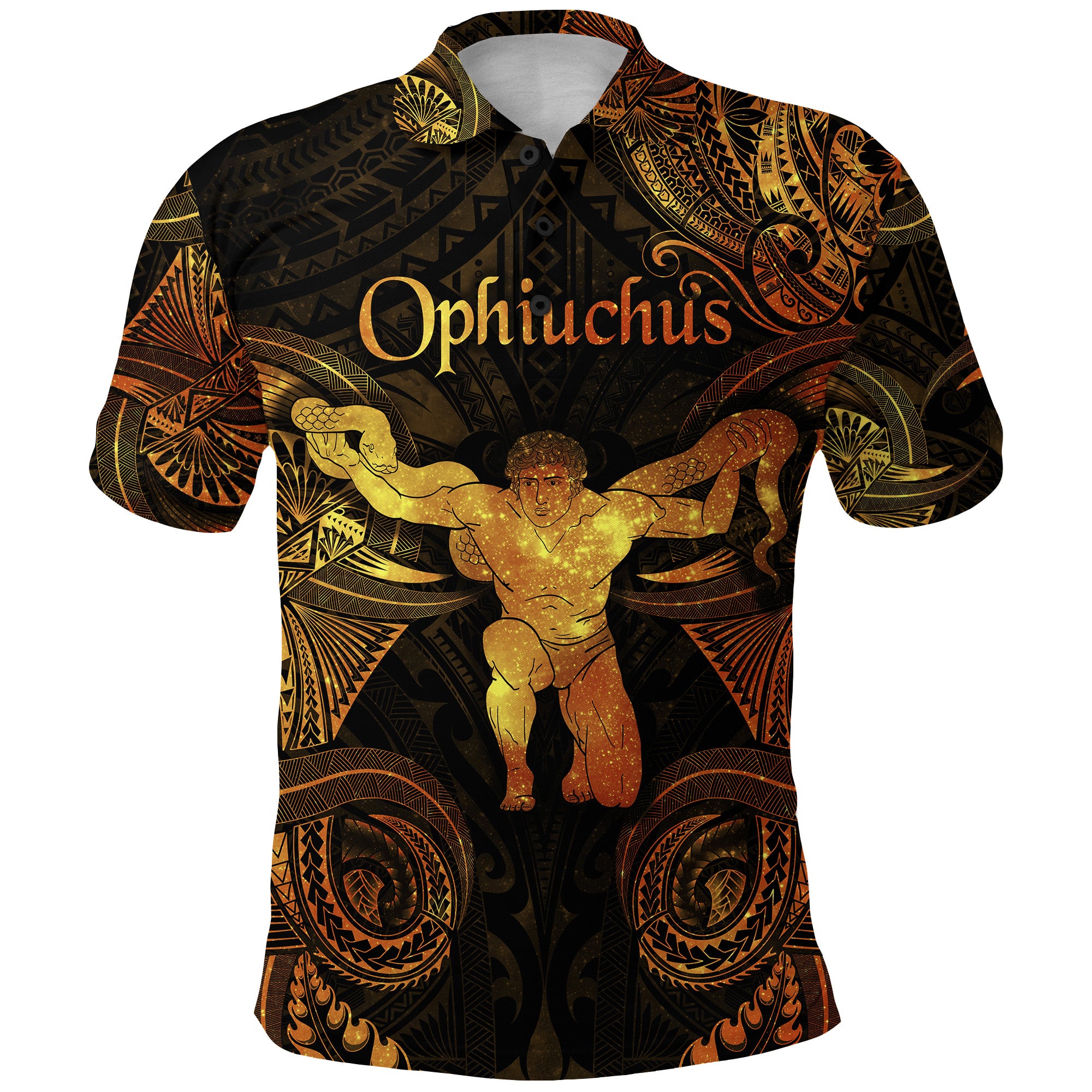 Ophiuchus Zodiac Polynesian Polo Shirt Unique Style Gold LT8 - Polynesian Pride