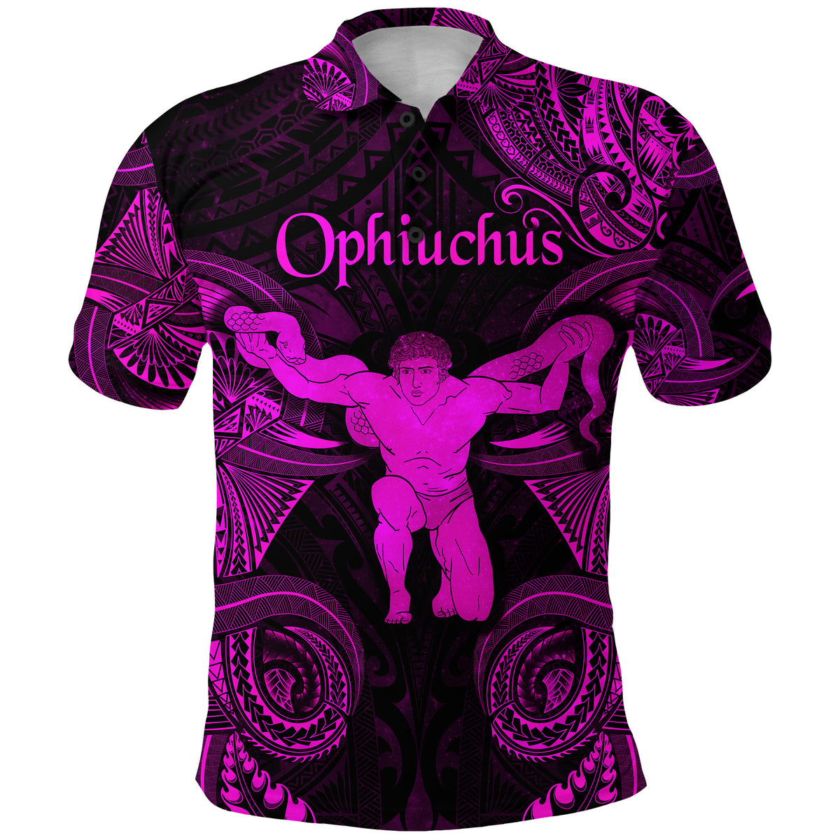 Ophiuchus Zodiac Polynesian Polo Shirt Unique Style Pink LT8 - Polynesian Pride