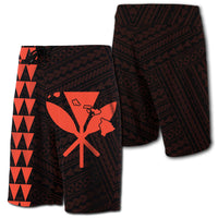 Hawaii Kakau Polynesian Kanaka Map Board Shorts - Orange Men Orange - Polynesian Pride
