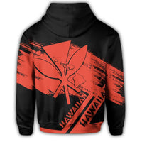 Hawaiian Map Kanaka Identifier Hoodie Zip Orange Brusch Style - Polynesian Pride