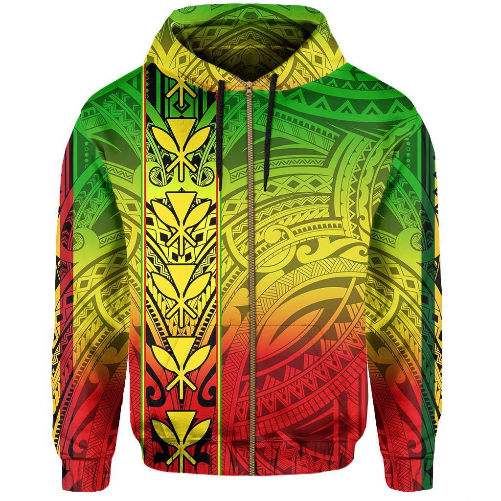 Polynesian Kanaka Flag Kanaka Maoli Hawaii Zip Hoodie Original - Polynesian Pride