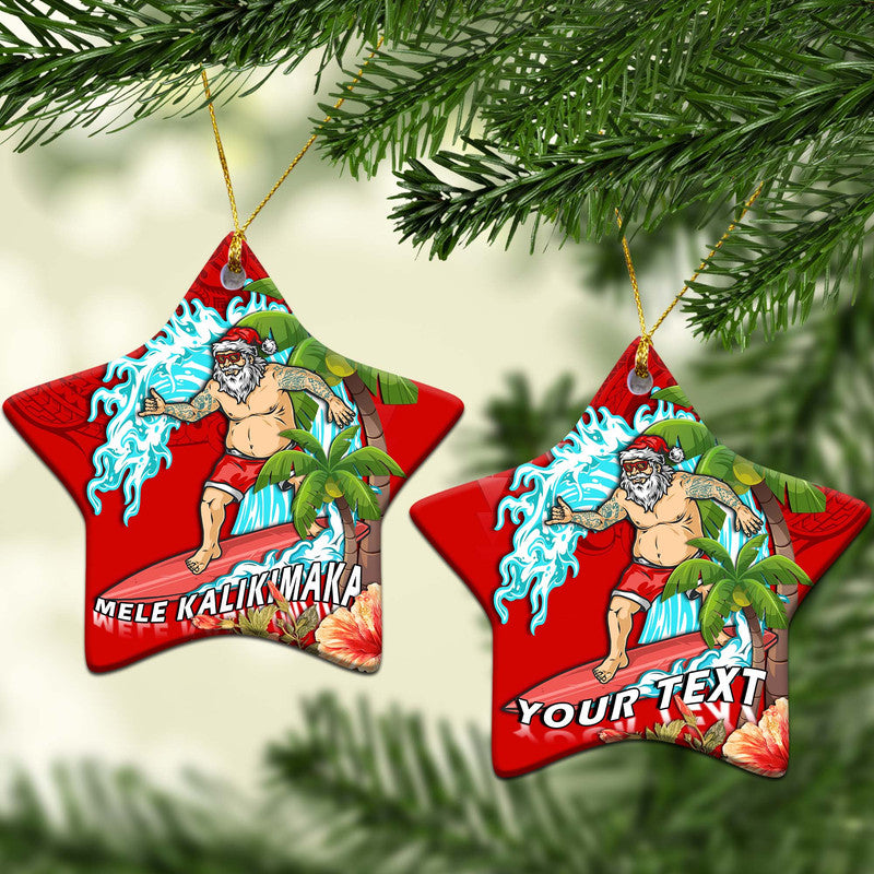 (Custom Personalised) Hawaii Mele Kalikimaka Christmas Ornaments Santa Claus Surfing Xmas Time LT9 - Polynesian Pride