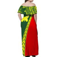 PNG Hibiscus Tribal Pattern Off Shoulder Long Dress - Oro Province LT7 - Polynesian Pride