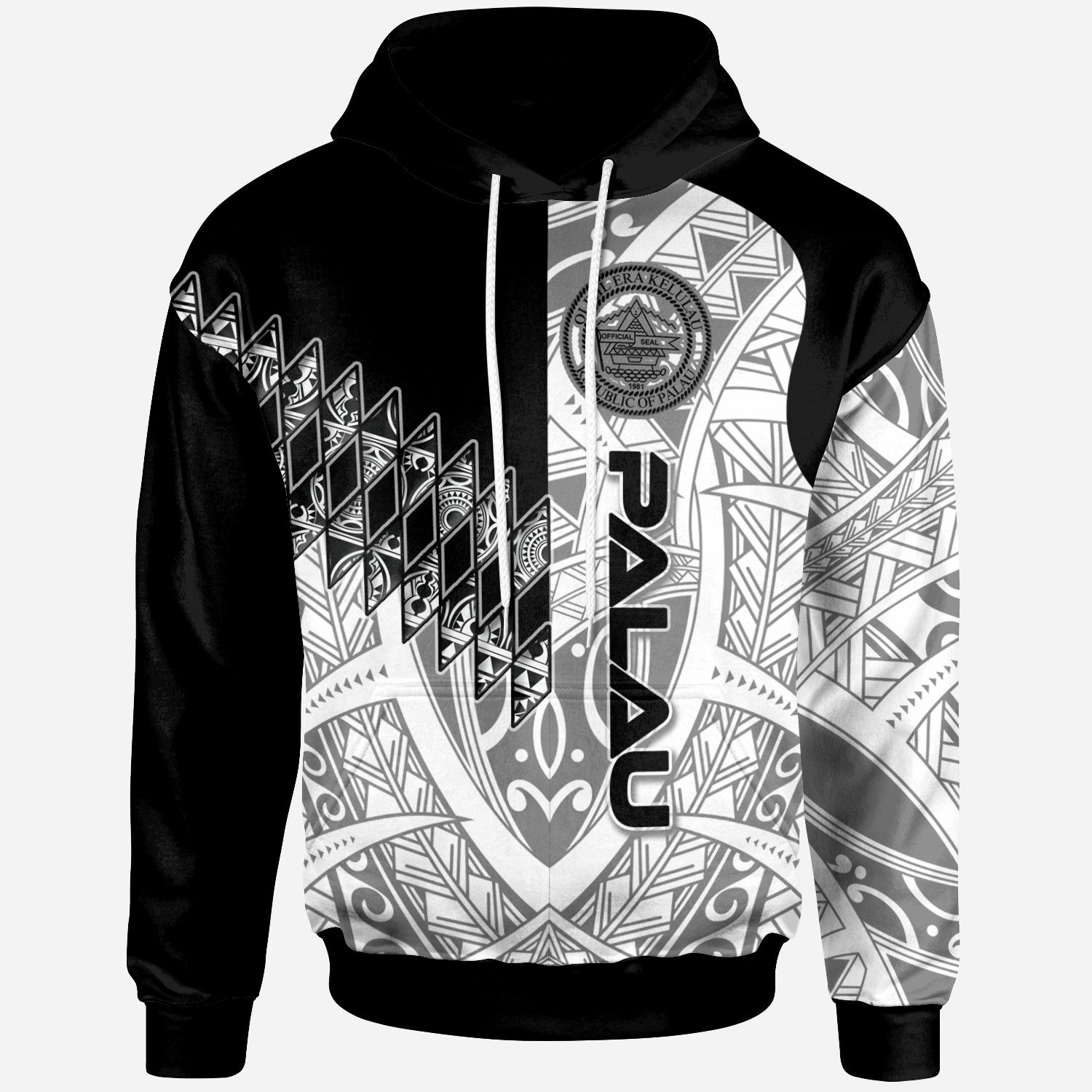 Palau Hoodie Symmetry Style Unisex Black - Polynesian Pride