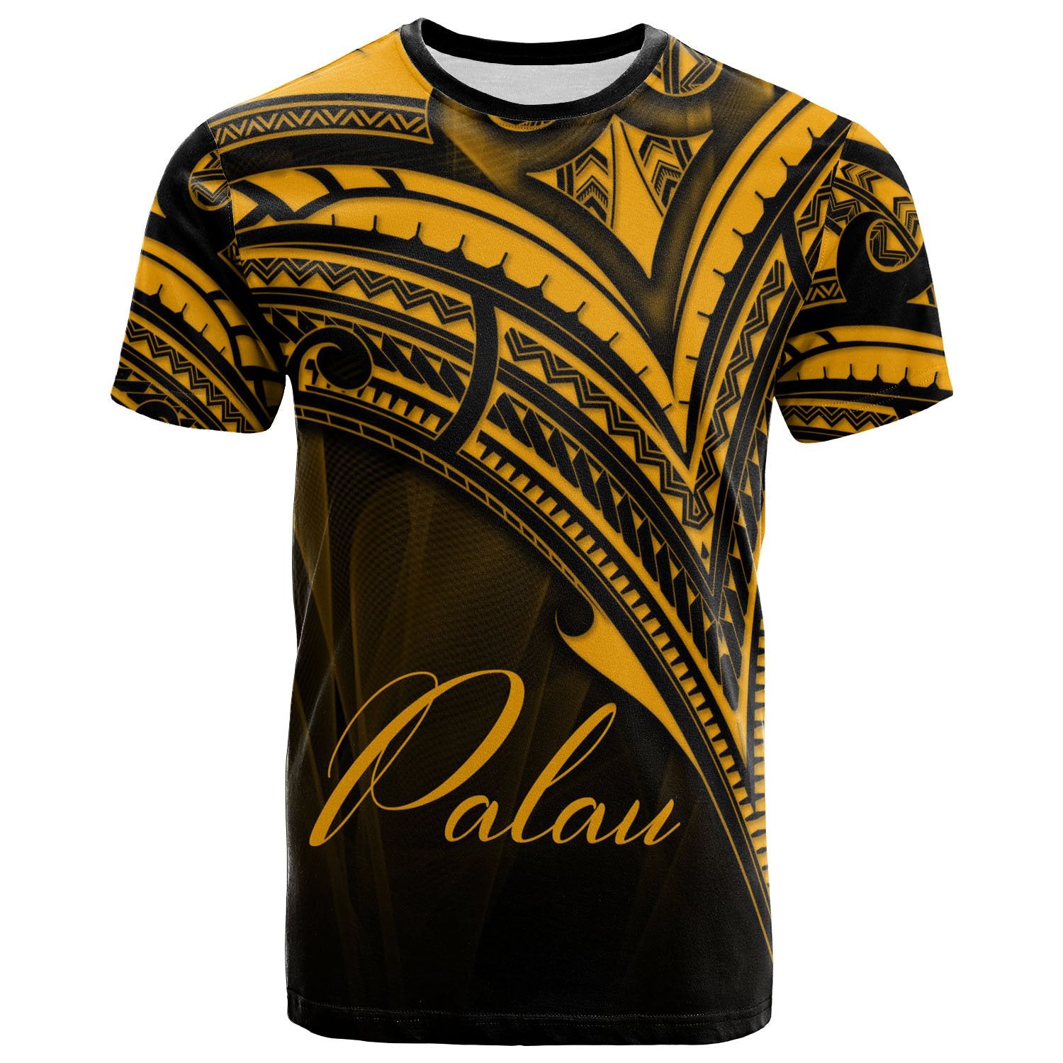 Palau T Shirt Gold Color Cross Style Unisex Black - Polynesian Pride