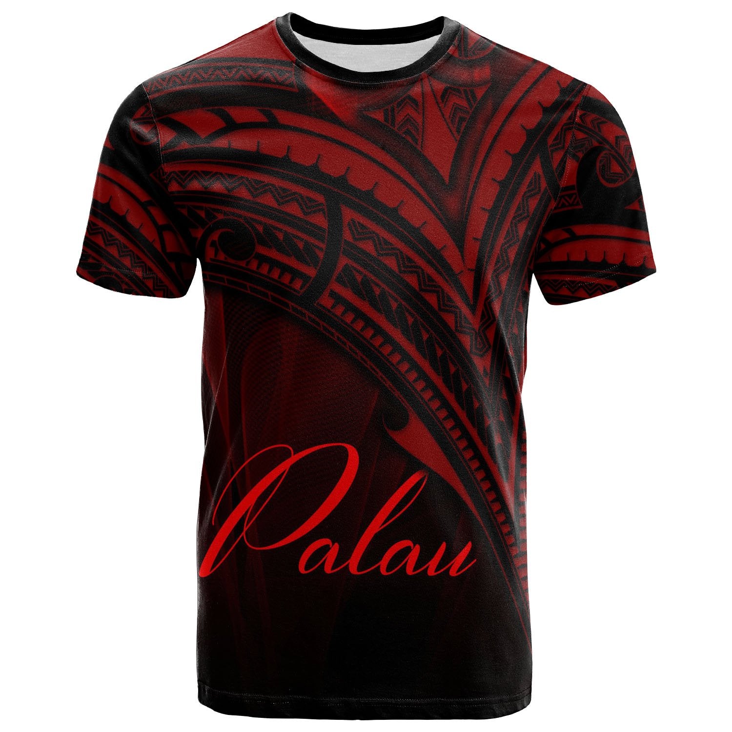 Palau T Shirt Red Color Cross Style Unisex Black - Polynesian Pride