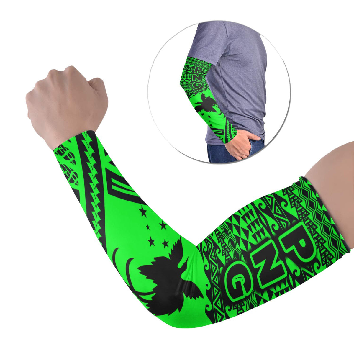 Papua New Guinea Arm Sleeve - Polynesian Style (Set of Two) Set of 2 Green - Polynesian Pride