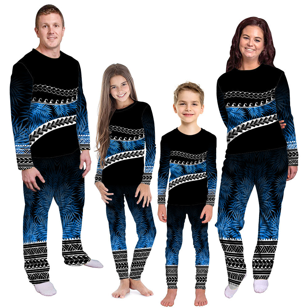 Polynesian Pattern Pajama Set Palm Style - Blue LT7 - Polynesian Pride