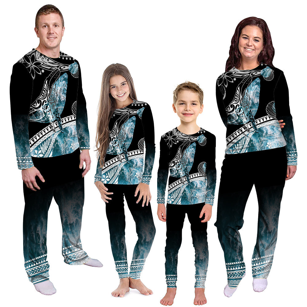 Polynesian Pajama Set Ocean Waves Style - Whale LT7 - Polynesian Pride