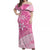 American Samoa Floral Design Off Shoulder Long Dress Plumeria - Pink LT7 Long Dress Pink - Polynesian Pride