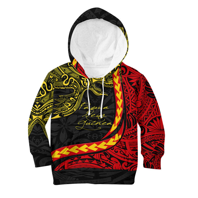Papua New Guinea Kid Hoodie Unique Bird Style LT9 Black - Polynesian Pride