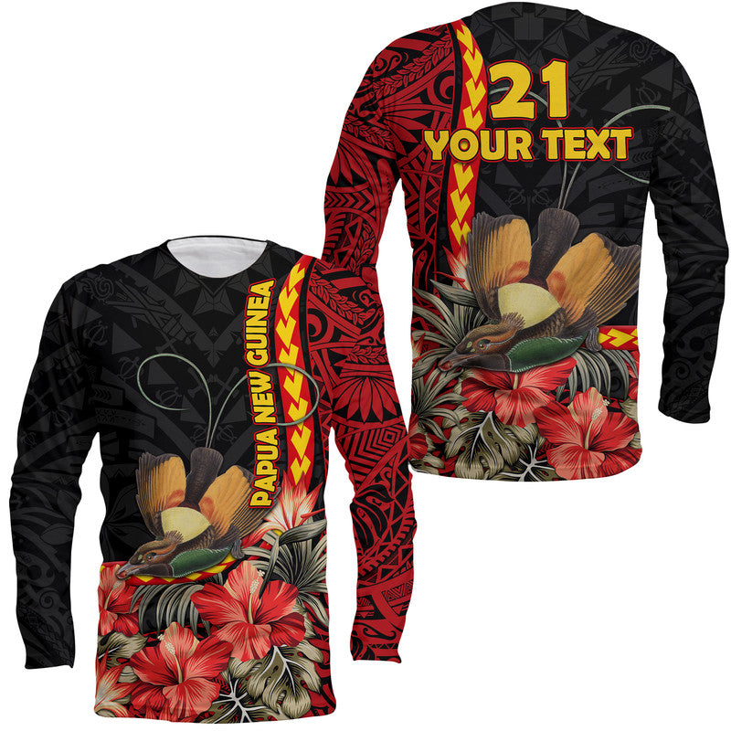 (Custom Personalised) Papua New Guinea Long Sleeve Shirt Unique Bird With Tropical Vintage Plant LT9 Unisex Black - Polynesian Pride