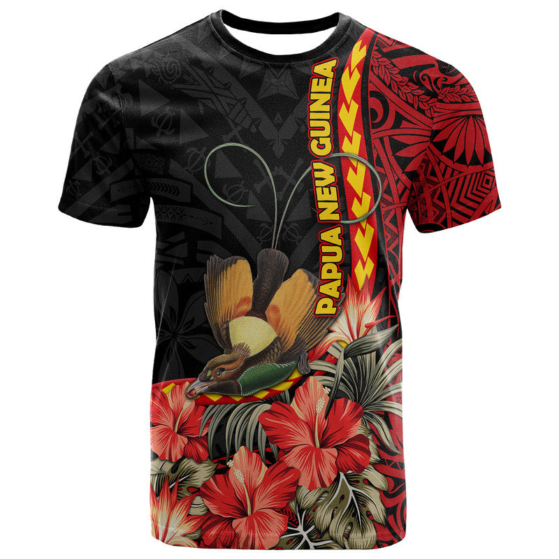 Papua New Guinea T Shirt Unique Bird With Tropical Vintage Plant LT9 Black - Polynesian Pride