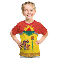 Custom Papua New Guinea T Shirt Indigenous PNG Huli Tapa Style LT9 Kid Yellow - Polynesian Pride
