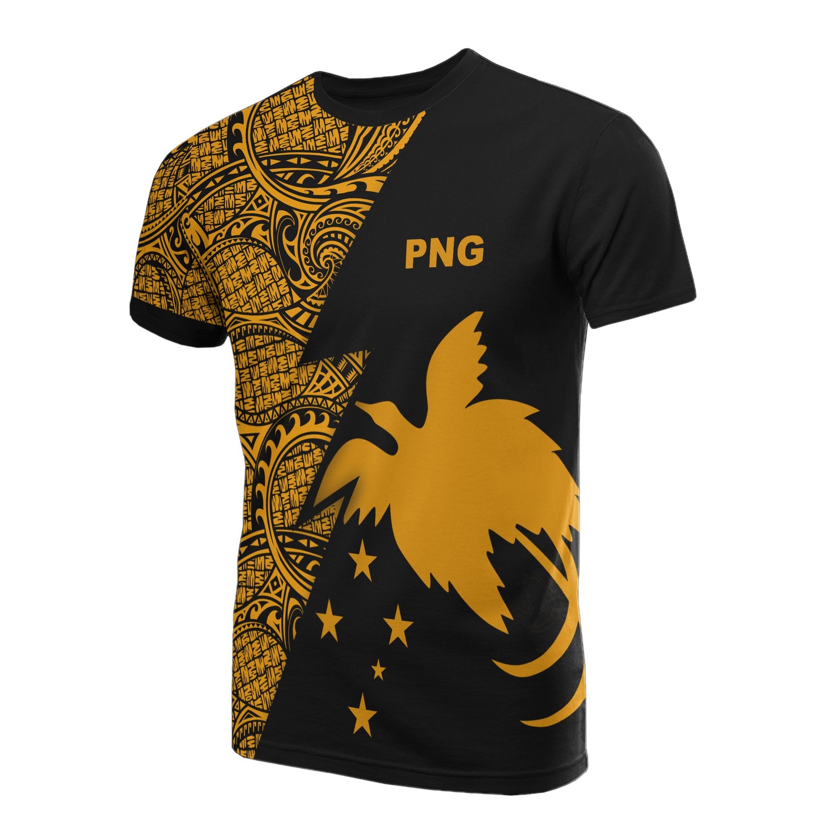 Papua New Guinea T Shirt Polynesian Pattern Gold Flash Style Unisex Gold - Polynesian Pride