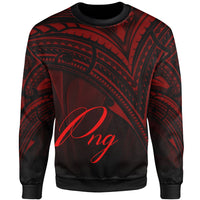 Papua New Guinea Sweatshirt - Cross Style Red Color Unisex Black - Polynesian Pride