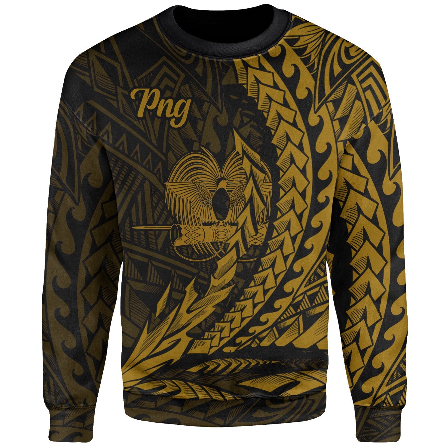 Papua New Guinea Sweatshirt - Wings Style Gold Color Unisex Gold - Polynesian Pride
