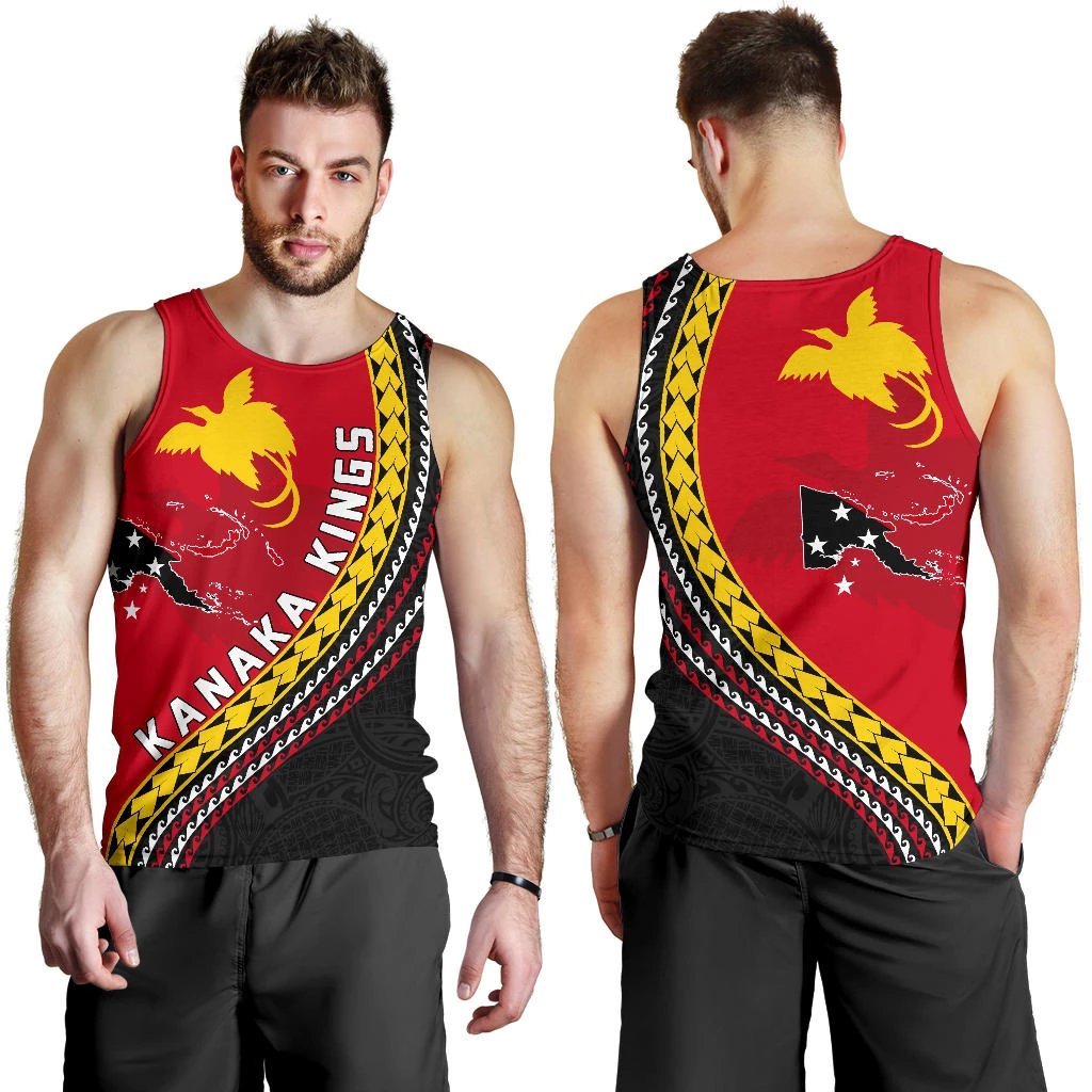 PNG Men's Tank Top with Map Personalised Kanaka Kings K6 - Polynesian Pride