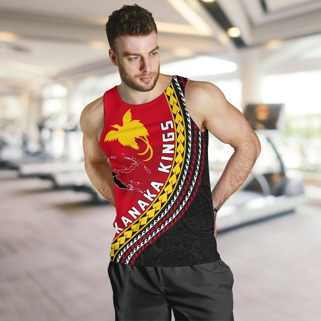 PNG Men's Tank Top with Map Personalised Kanaka Kings K6 - Polynesian Pride