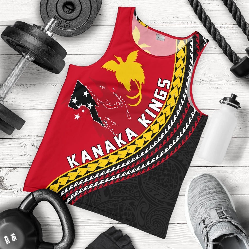 PNG Men's Tank Top with Map Personalised Kanaka Kings K6 Red - Polynesian Pride