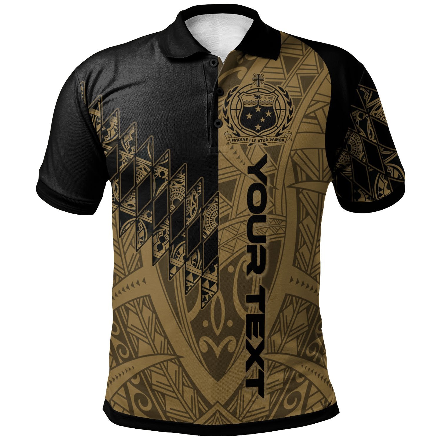 Samoa Custom Polo Shirt Gold Color Symmetry Style Unisex Black - Polynesian Pride