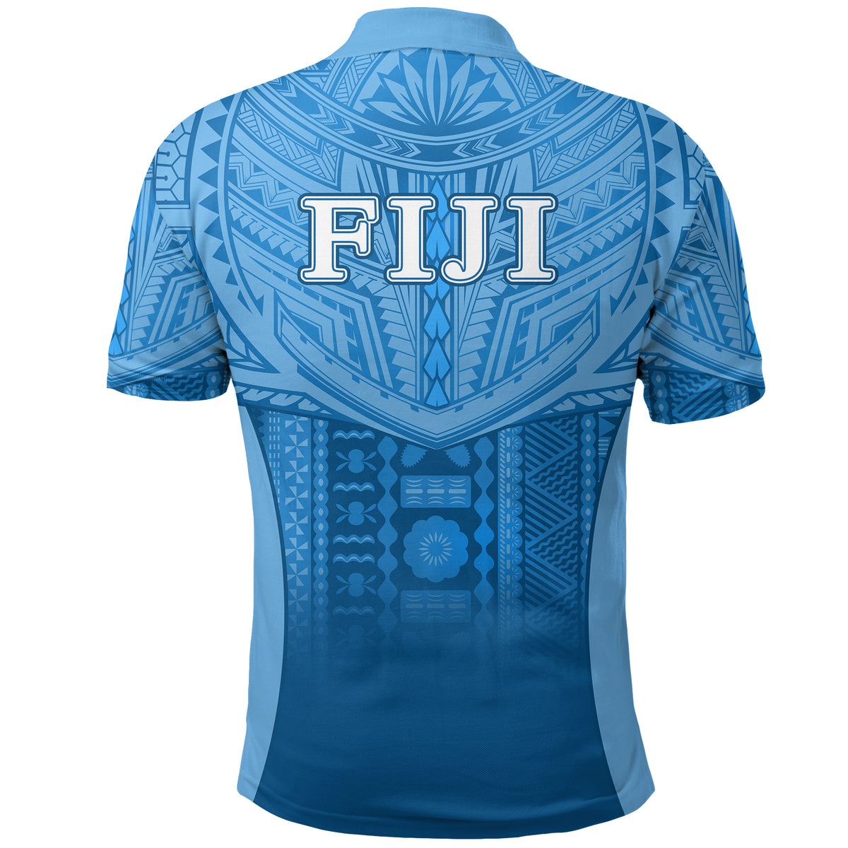 Fiji Faithful Polo Shirt Version Blue LT13 - Polynesian Pride