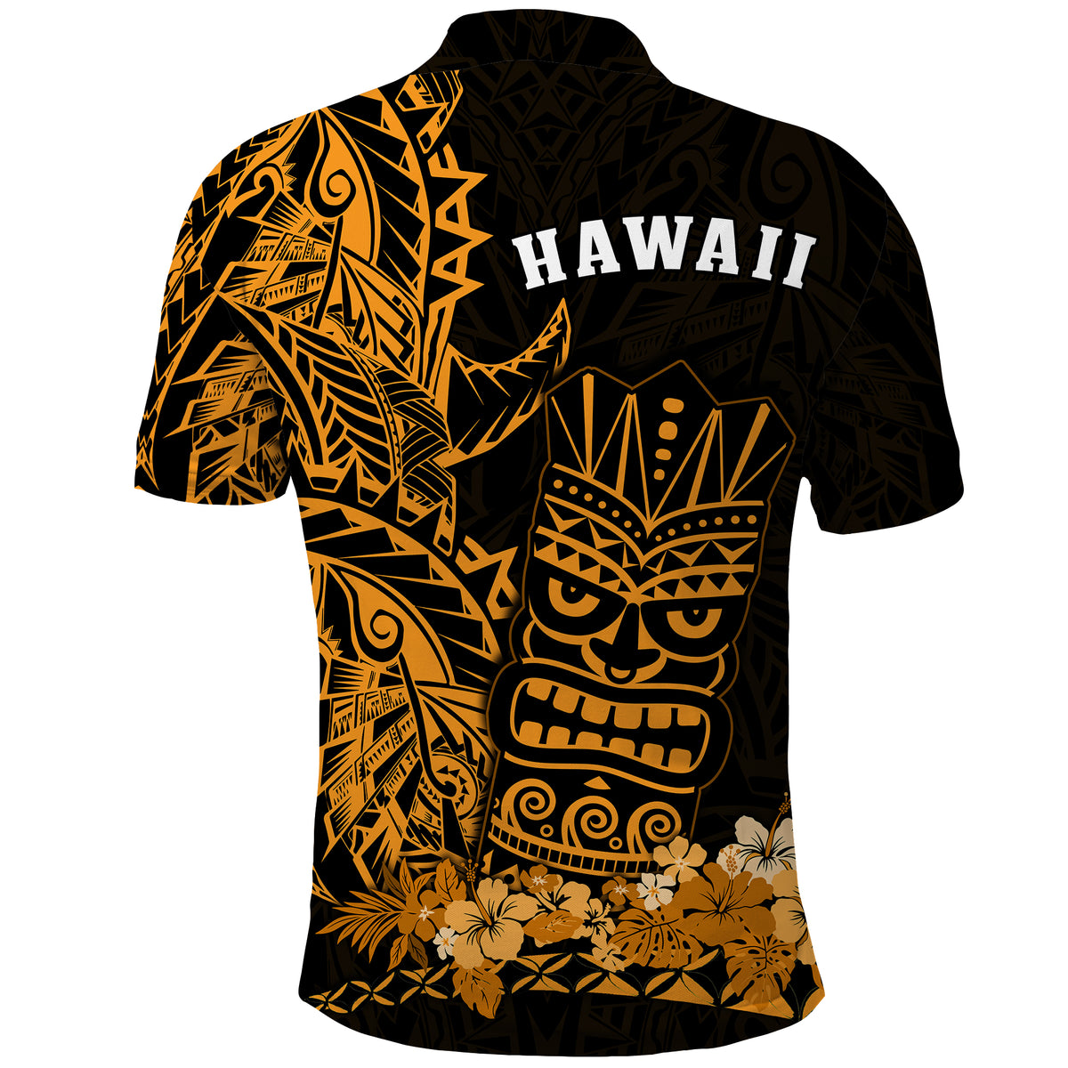 Hawaii Polynesian Polo Shirt Gold Tiki Masks Hawaiian LT13 - Polynesian Pride