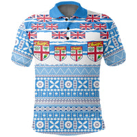 Fiji Polynesian Polo Shirt Fijian Tropical Flowers LT13 Unisex Blue - Polynesian Pride