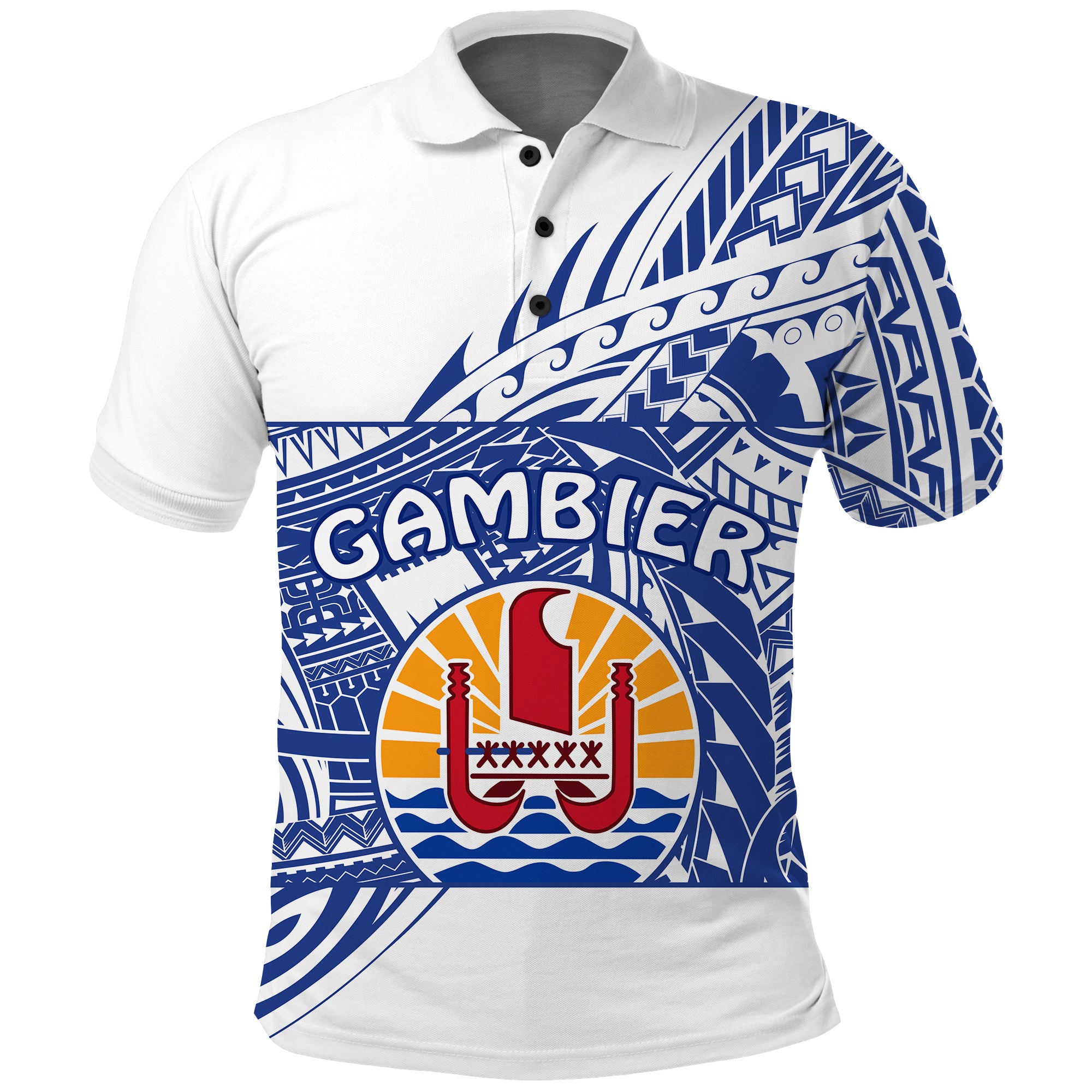 Gambier Islands Polo Shirt Polynesian Pattern French Polynesia LT13 Unisex White - Polynesian Pride