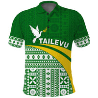Tailevu Rugby Polo Shirt Fiji Rugby Tapa Pattern Green LT13 Unisex Green - Polynesian Pride