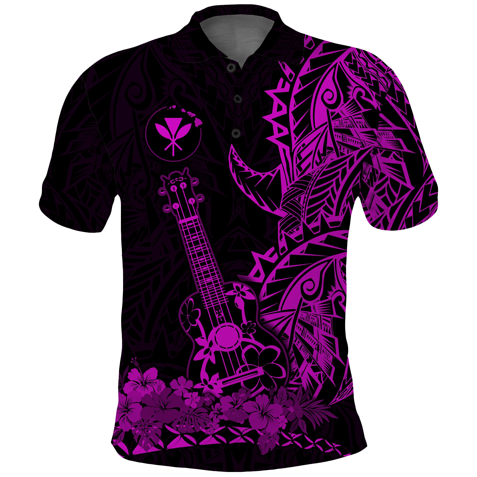 Hawaii Polynesian Polo Shirt Ukulele Purple LT13 Unisex Purple - Polynesian Pride