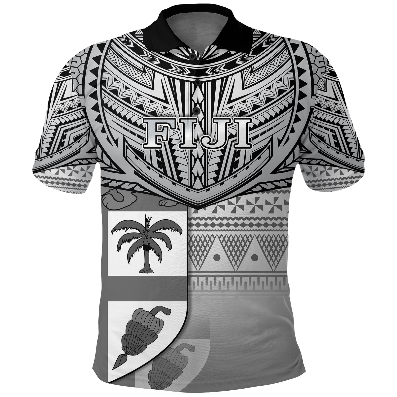 Fiji Creative Polo Shirt Love Country Version Black LT13 Unisex Black - Polynesian Pride
