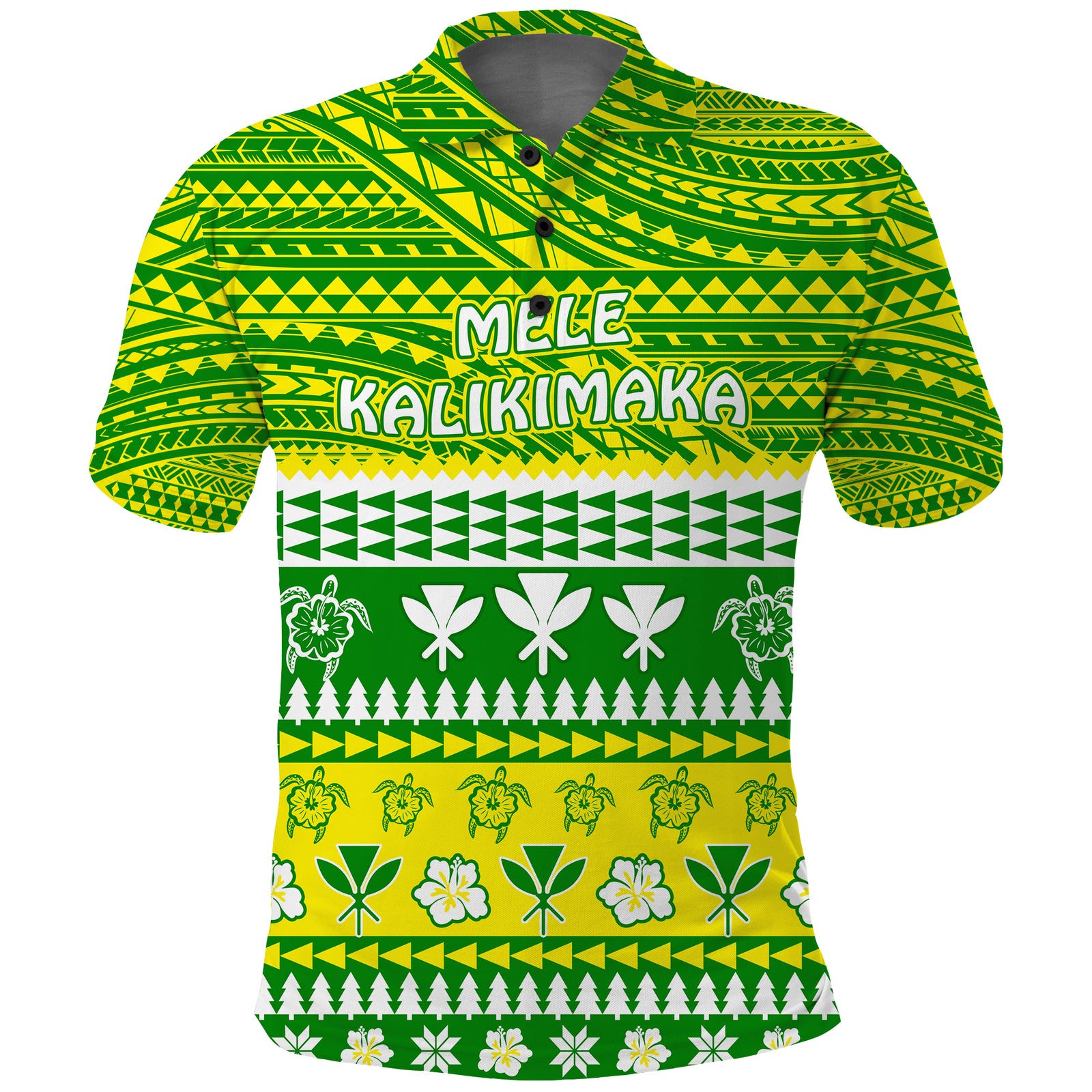 Hawaii Christmas Polo Shirt Polynesian Mele Kalikimaka Santa Claus LT13 Unisex Green - Polynesian Pride