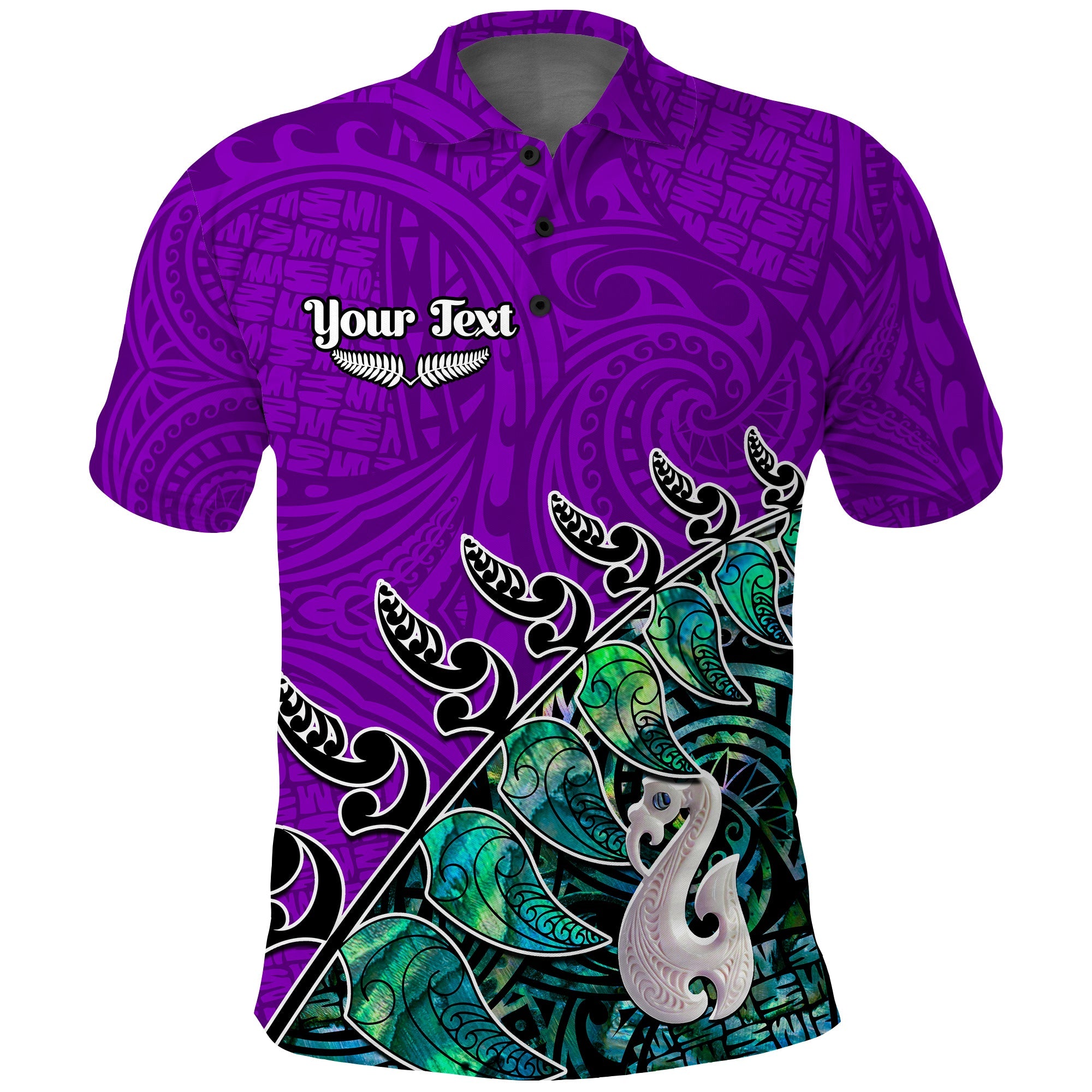 Custom New Zealand Maori Polo Shirt Fern and Manaia Version Purple LT13 Unisex Purple - Polynesian Pride