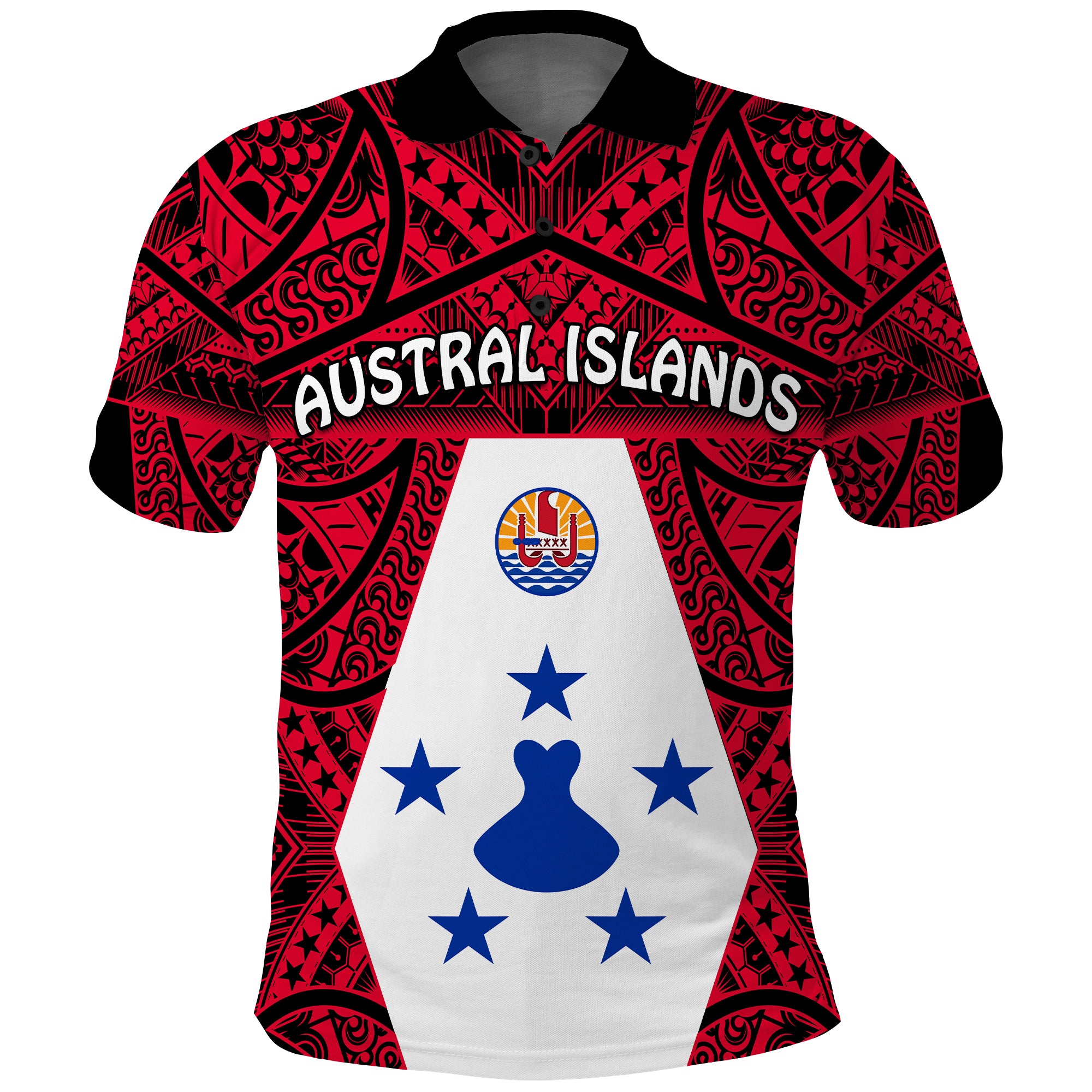 Austral Islands Polo Shirt Polynesian Pattern French Polynesia LT13 Unisex Red - Polynesian Pride