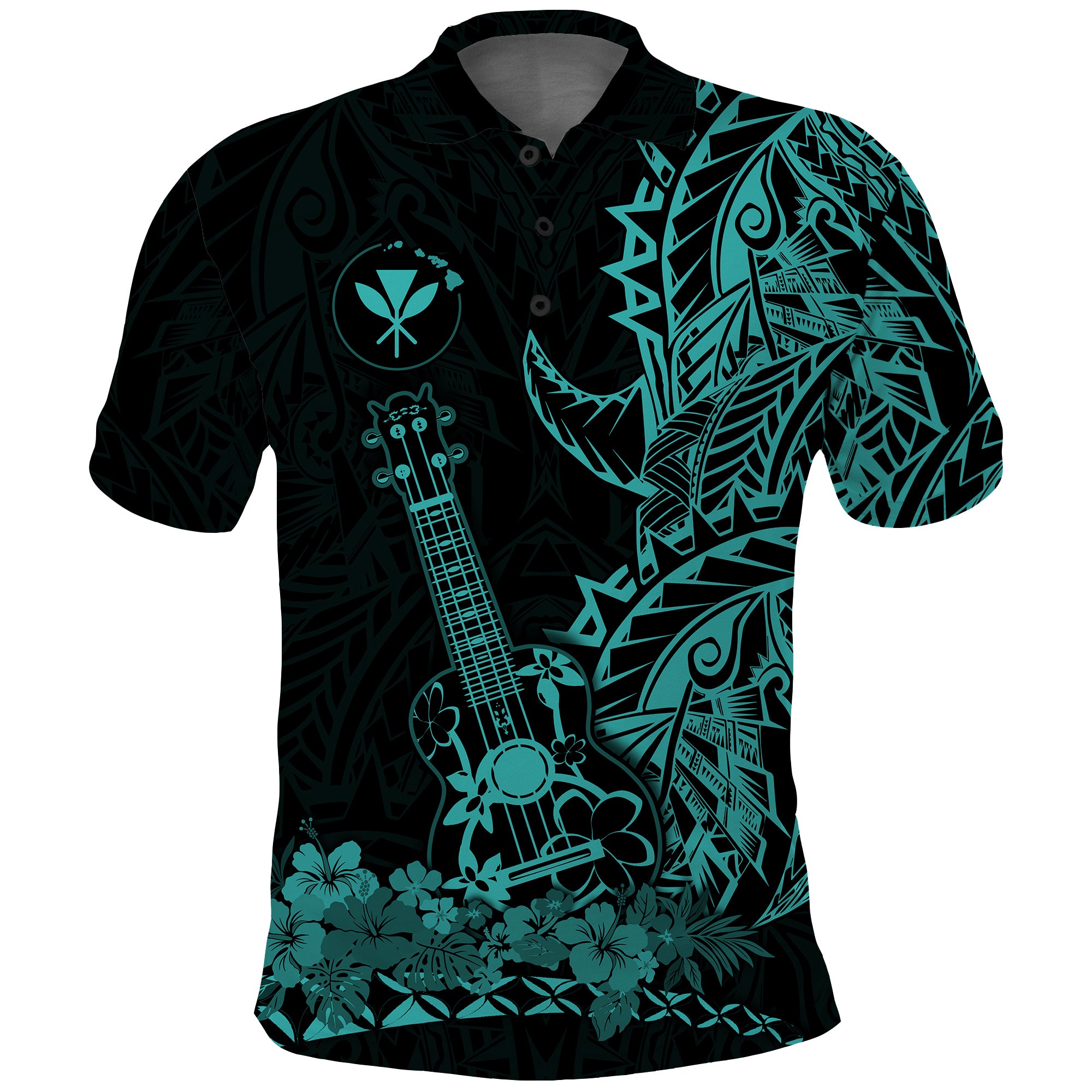 Hawaii Polynesian Polo Shirt Ukulele Turquoise LT13 Unisex Turquoise - Polynesian Pride