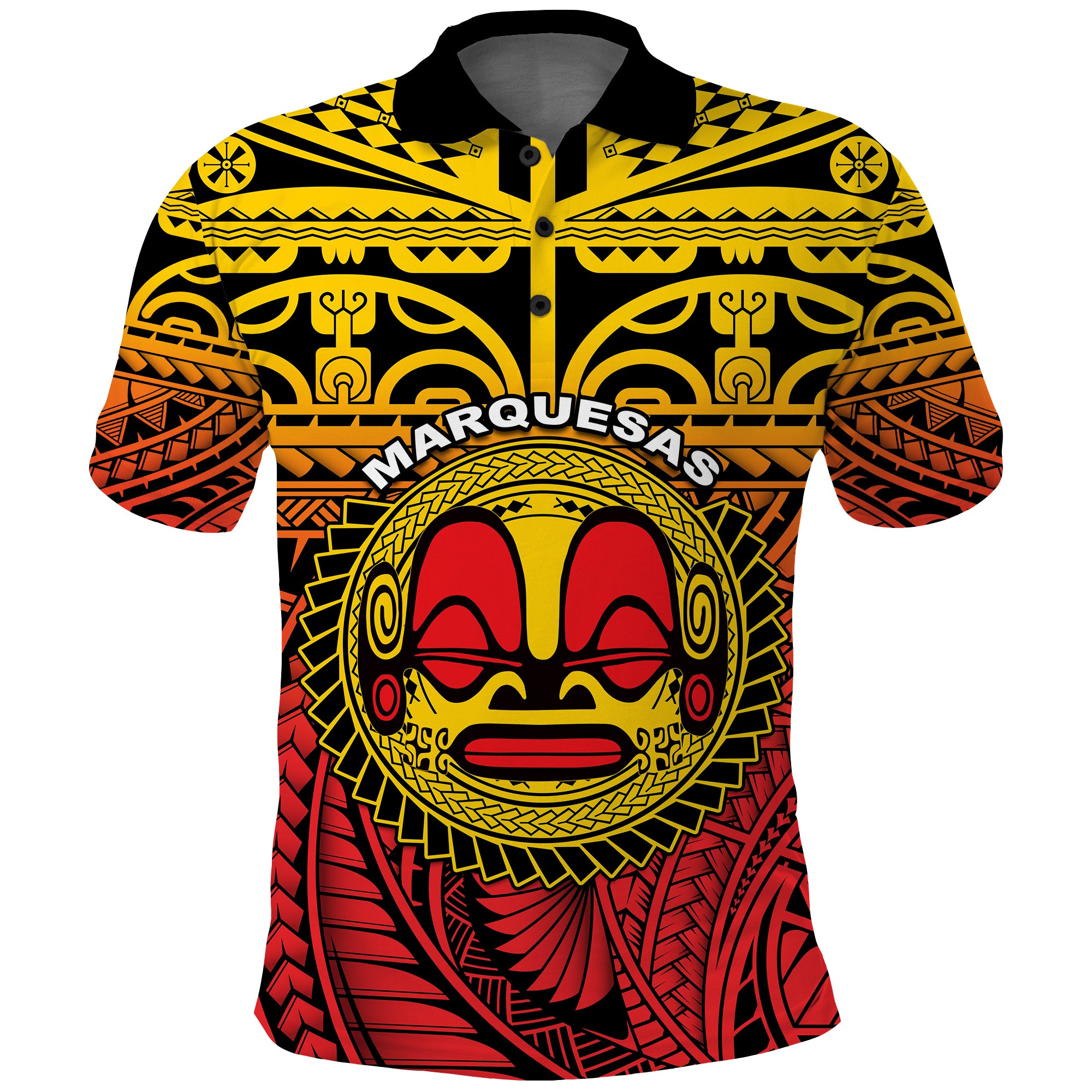 Marquesas Islands Polo Shirt Mata Tiki Polynesian Pattern LT13 Unisex Yellow - Polynesian Pride