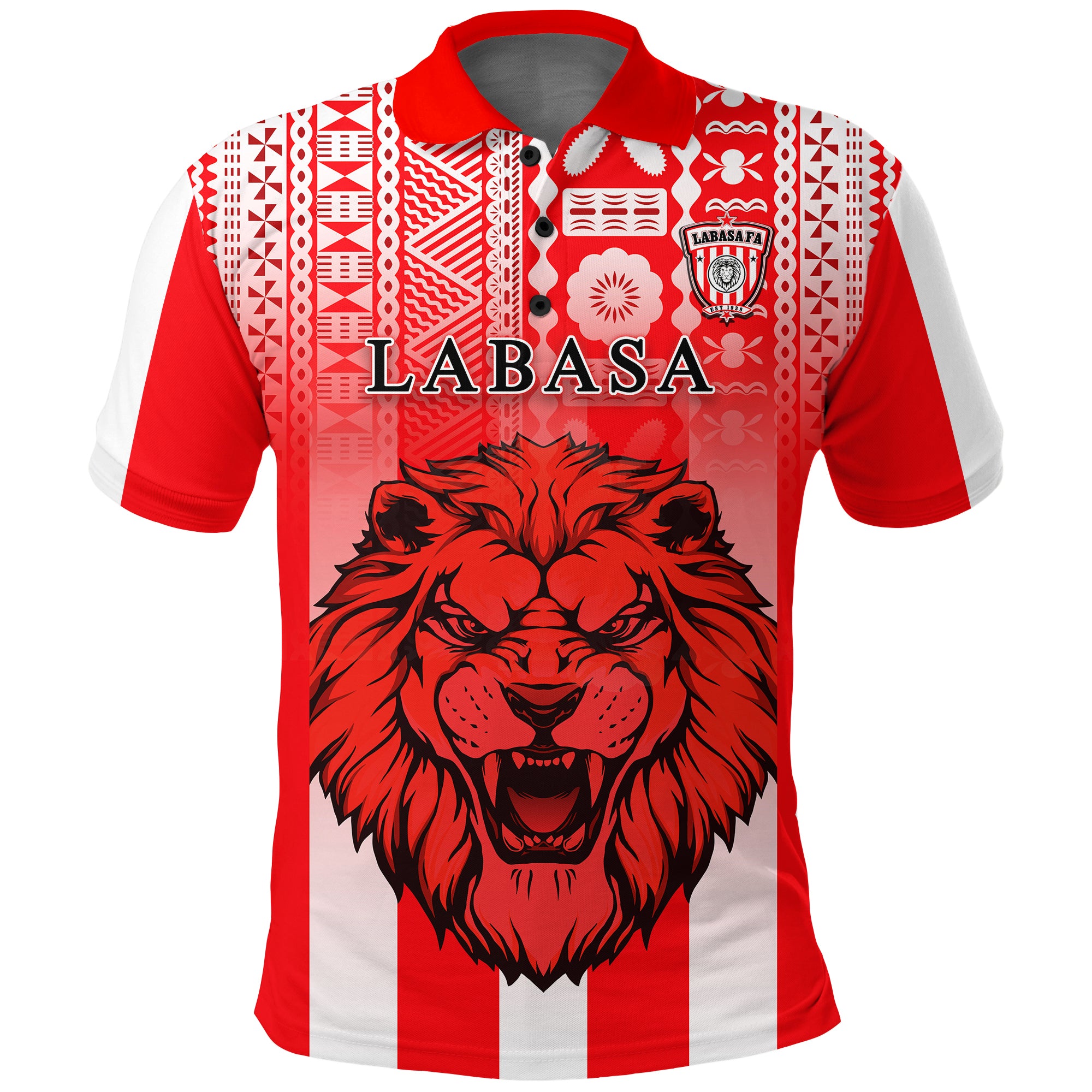 Football LABASA FA Polo Shirt Red Lion Fiji LT13 Unisex Red - Polynesian Pride