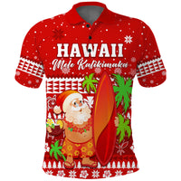 Mele Kalikimaka Polo Shirt Santa Claus Hawaii Christmas LT13 Unisex Red - Polynesian Pride