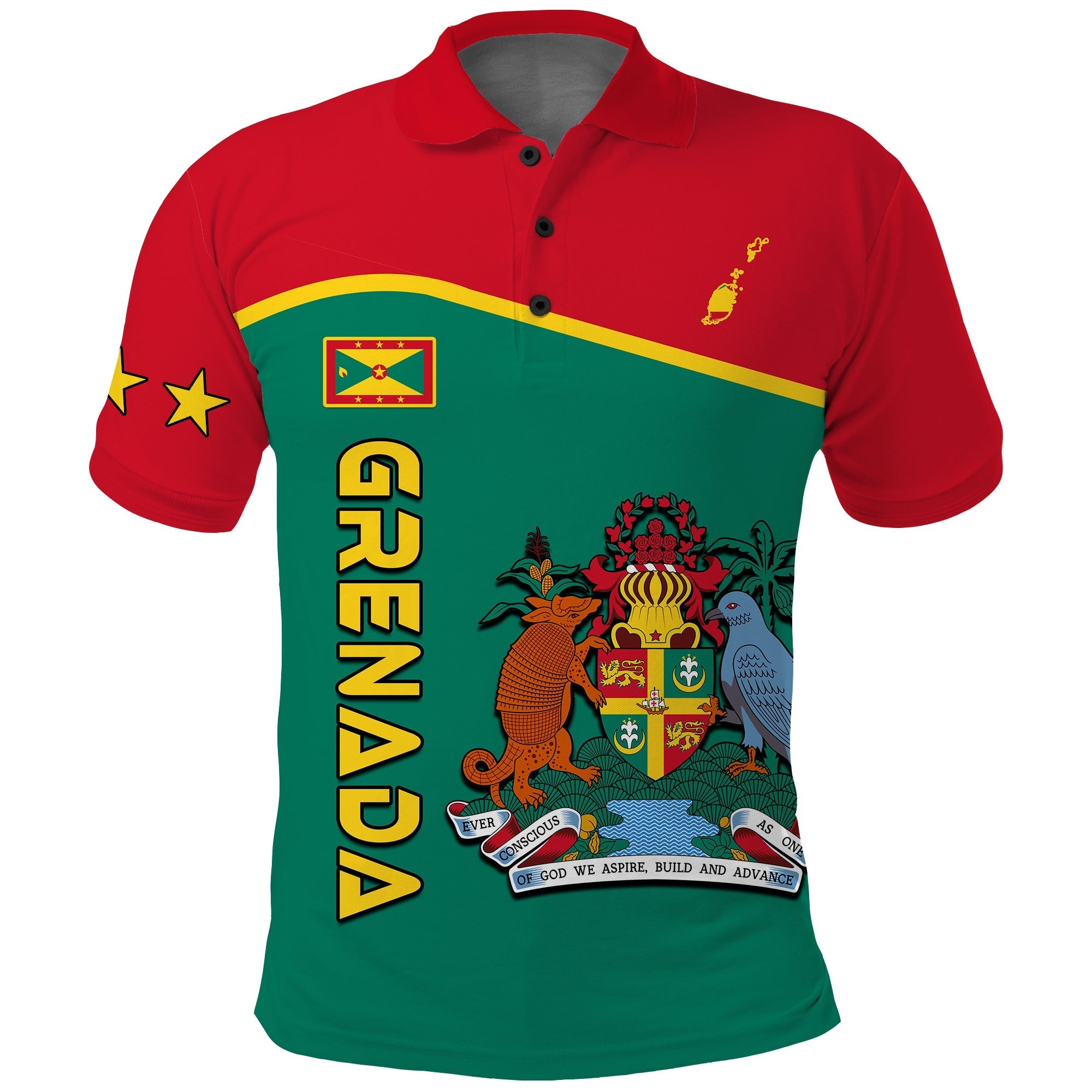 Grenada Polo Shirt Coat of Arms and Map Impressive LT13 Art - Polynesian Pride