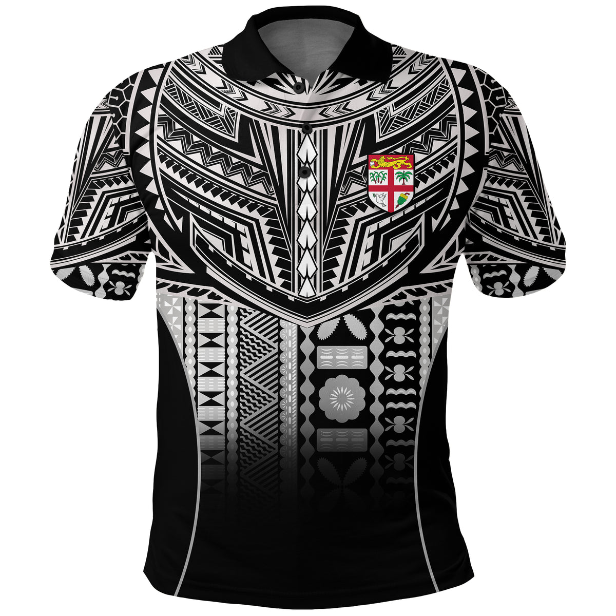 Custom Fiji Faithful Polo Shirt Version Black Custom Text and Number LT13 - Polynesian Pride