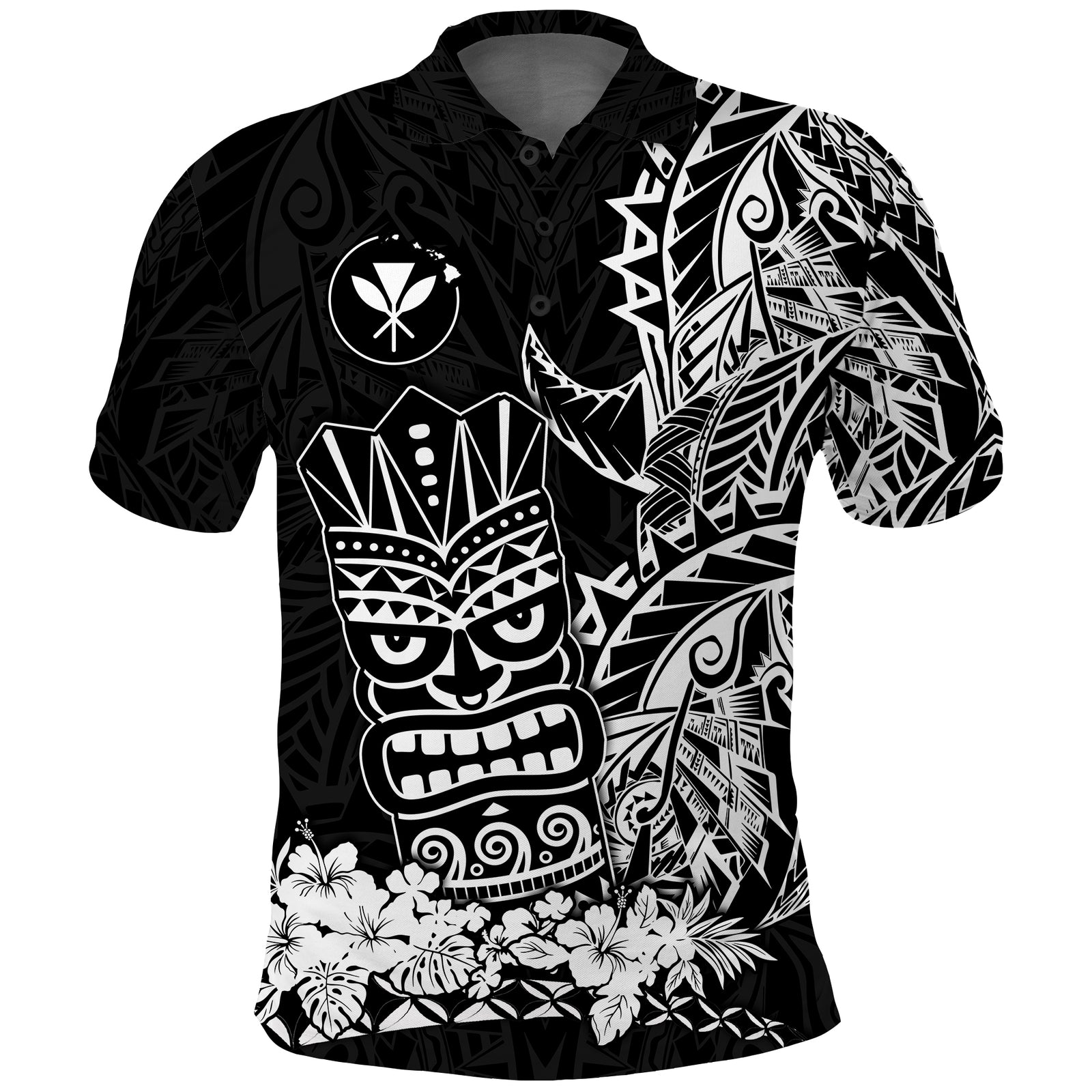 Hawaii Polynesian Polo Shirt White Tiki Masks Hawaiian LT13 Unisex White - Polynesian Pride