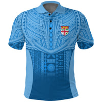 Fiji Faithful Polo Shirt Version Blue LT13 Unisex Blue - Polynesian Pride