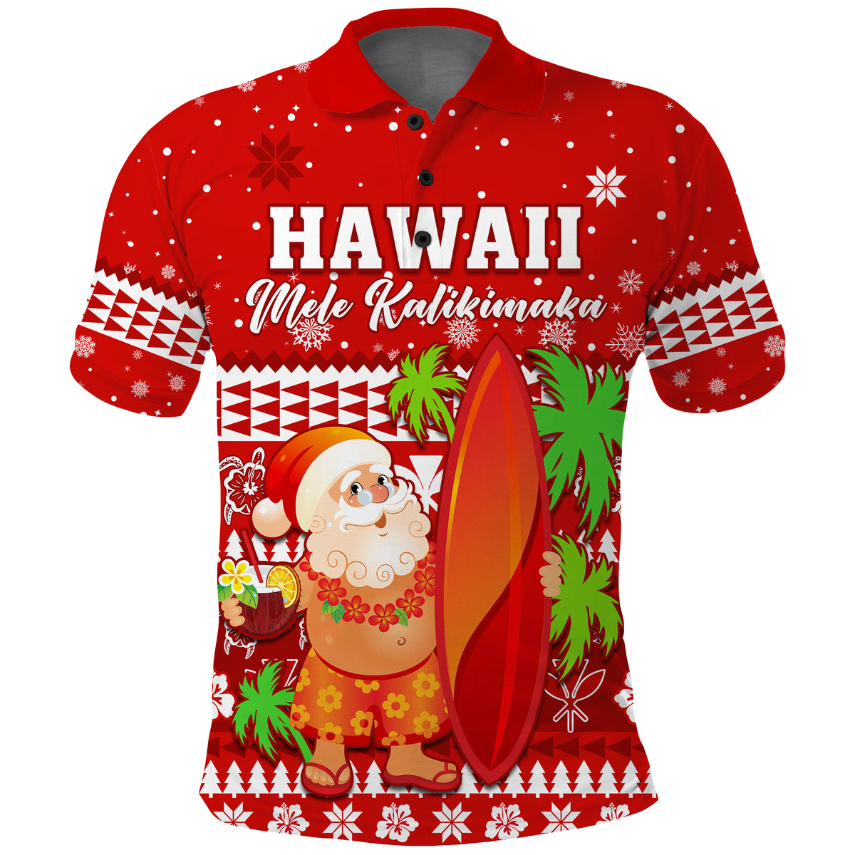 Custom Mele Kalikimaka Polo Shirt Santa Claus Hawaii Christmas LT13 - Polynesian Pride