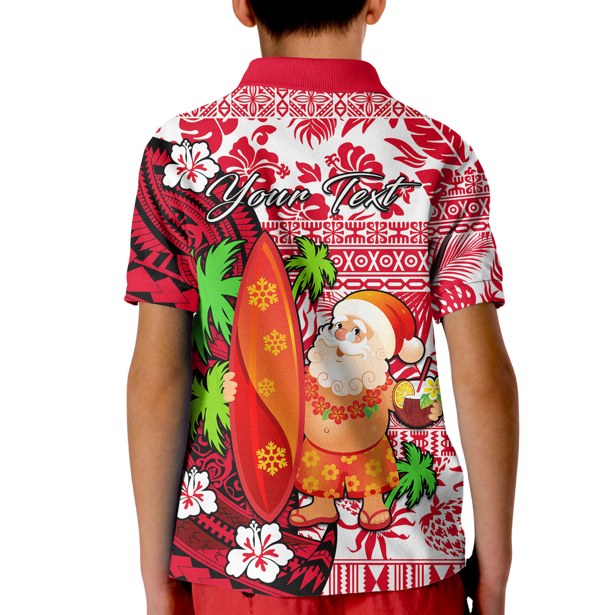 (Custom Personalised) Mele Kalikimaka Polo Shirt KID Christmas Hawaii with Santa Claus LT13 - Polynesian Pride