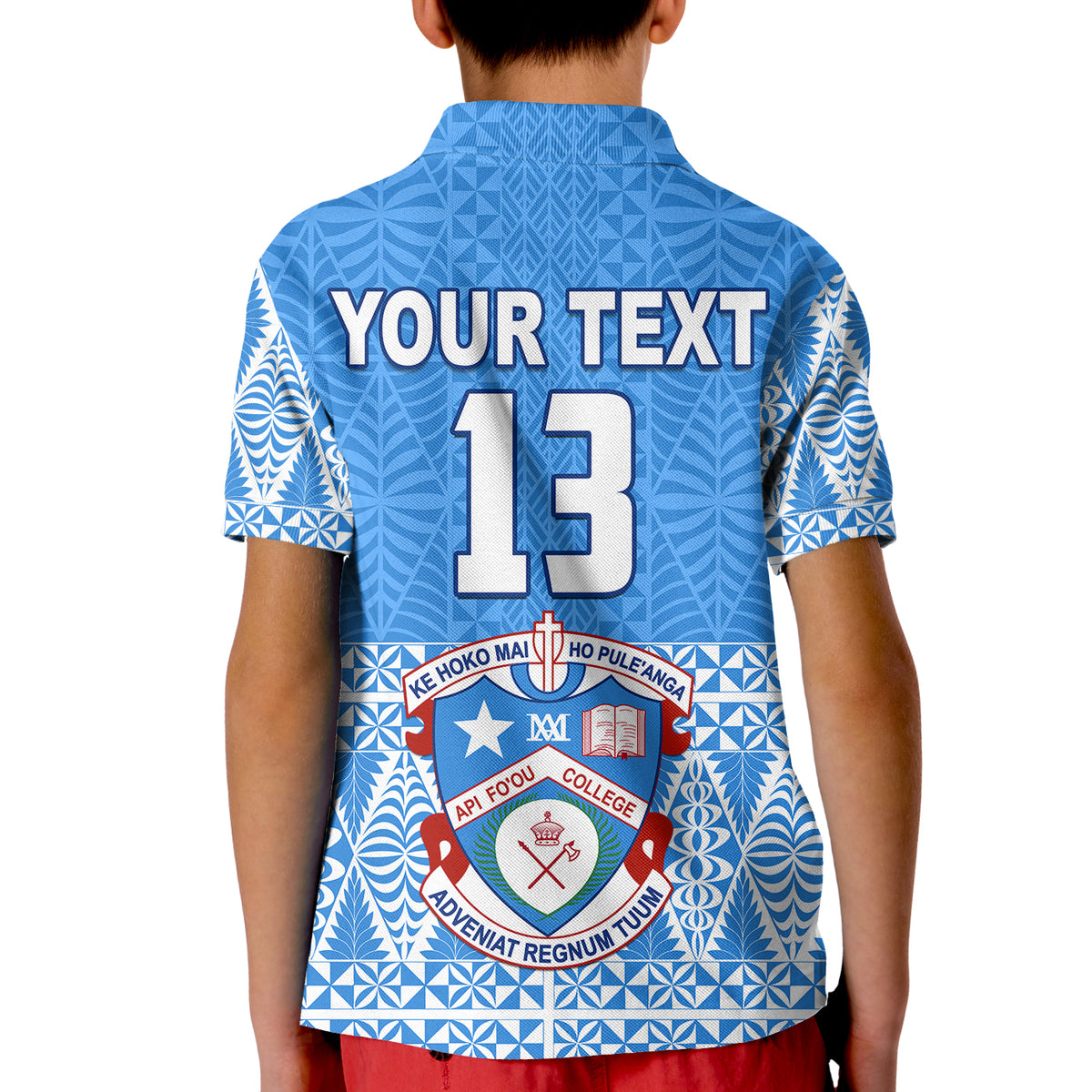 (Custom Personalised) Apifo'ou College Polo Shirt KID Tongan Pattern AFC Lovers LT13 - Polynesian Pride