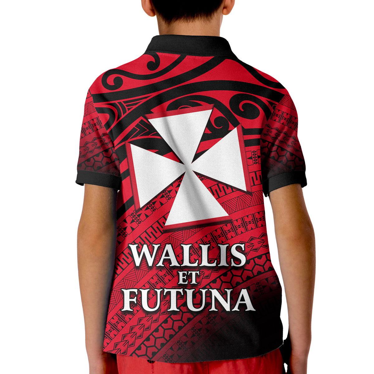 (Custom Personalised) Uvea Chiefdom Wallis et Futuna Polo Shirt KID Polynesian Pattern and Flag LT13 - Polynesian Pride