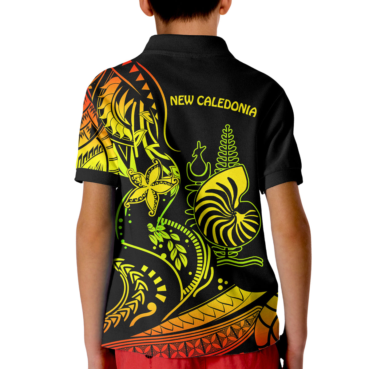 New Caledonia Polo Shirt KID Emblem Nautilus Shell Version Reggae LT13 - Polynesian Pride