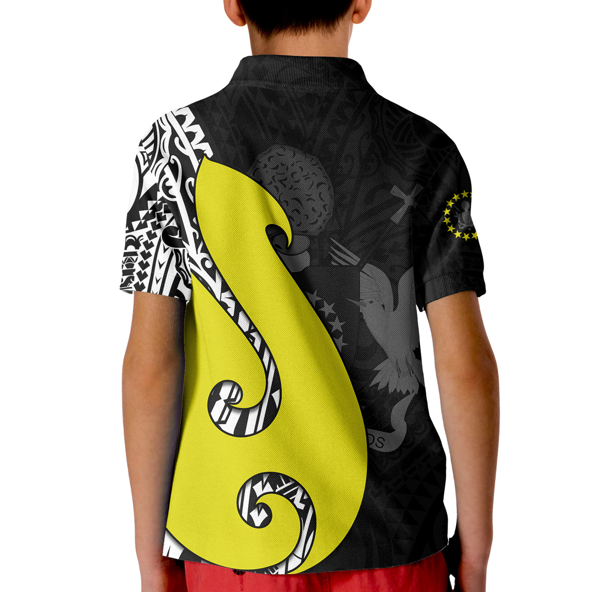 Cook Islands Polo Shirt KID Matau Polynesian Simple Fish Hook LT13 - Polynesian Pride